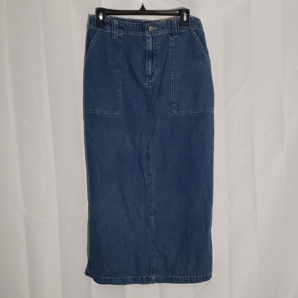 Vintage '99 Old Navy Denim Maxi Skirt Size 10 Med Wash 4 Pockets